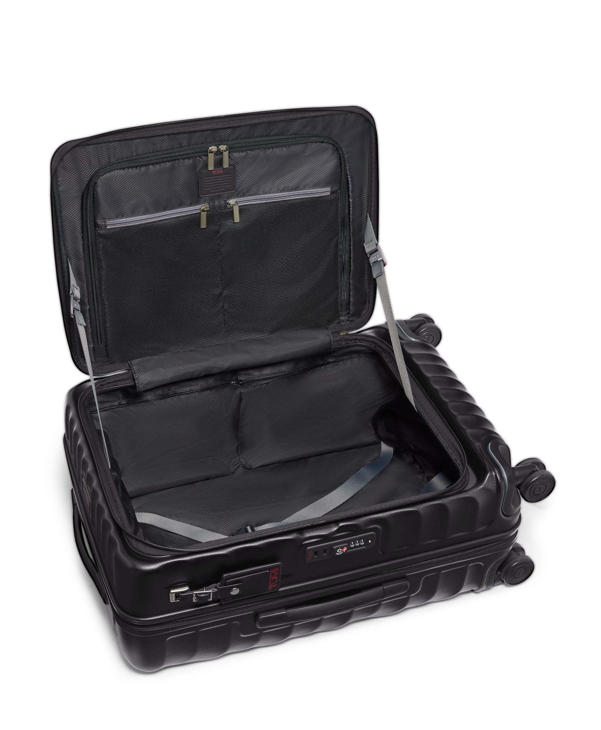 Medium Front Access Expandable Checked in Black Texture | 19