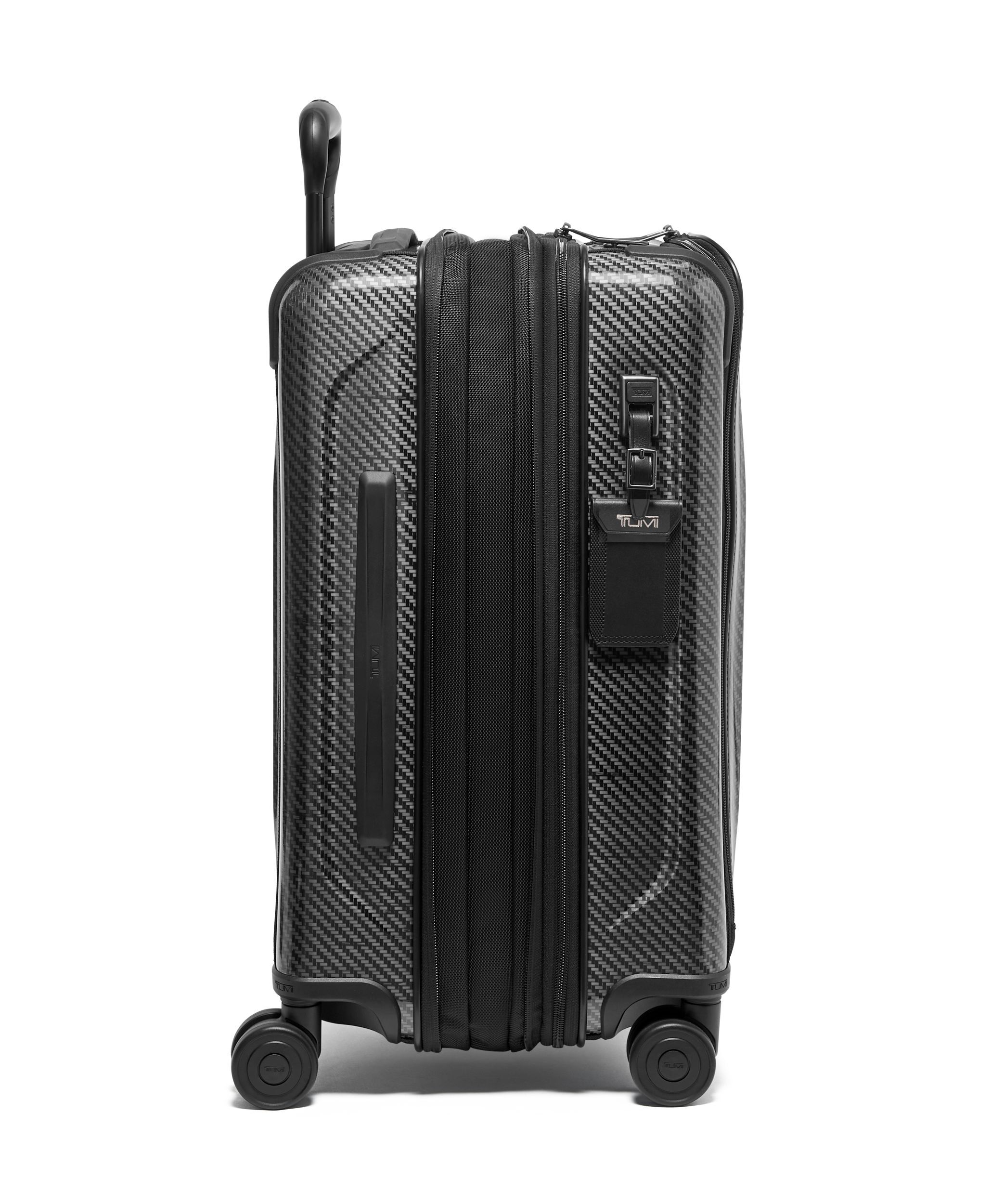 International Front Pocket Expandable 4 Wheeled Carry On in Black