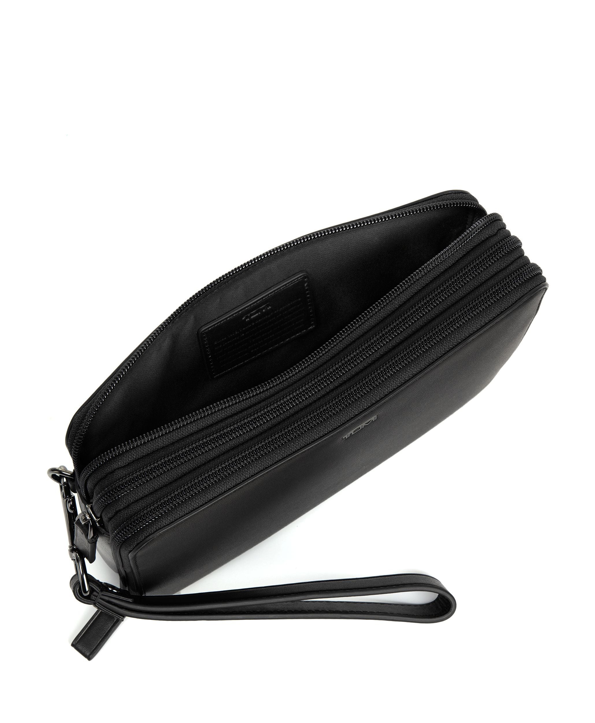 Triple Zip Clutch in Black Smooth | Nassau Slg | TUMI Singapore