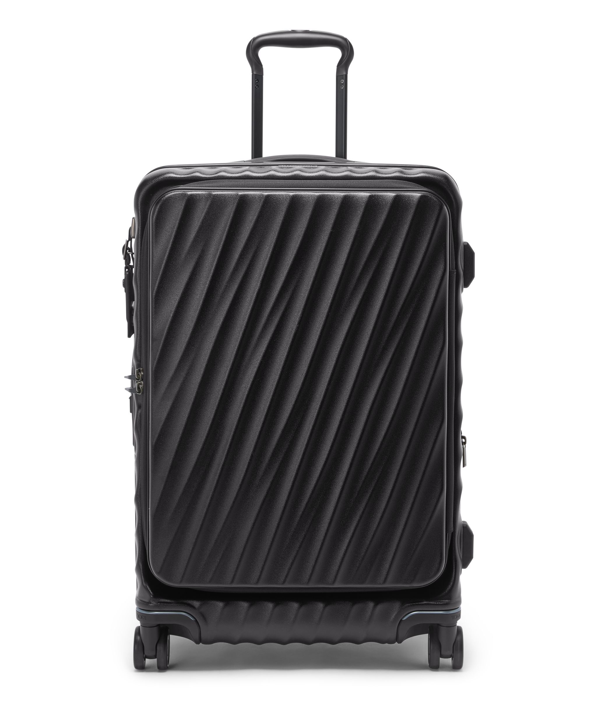Medium Front Access Expandable Checked in Black Texture | 19