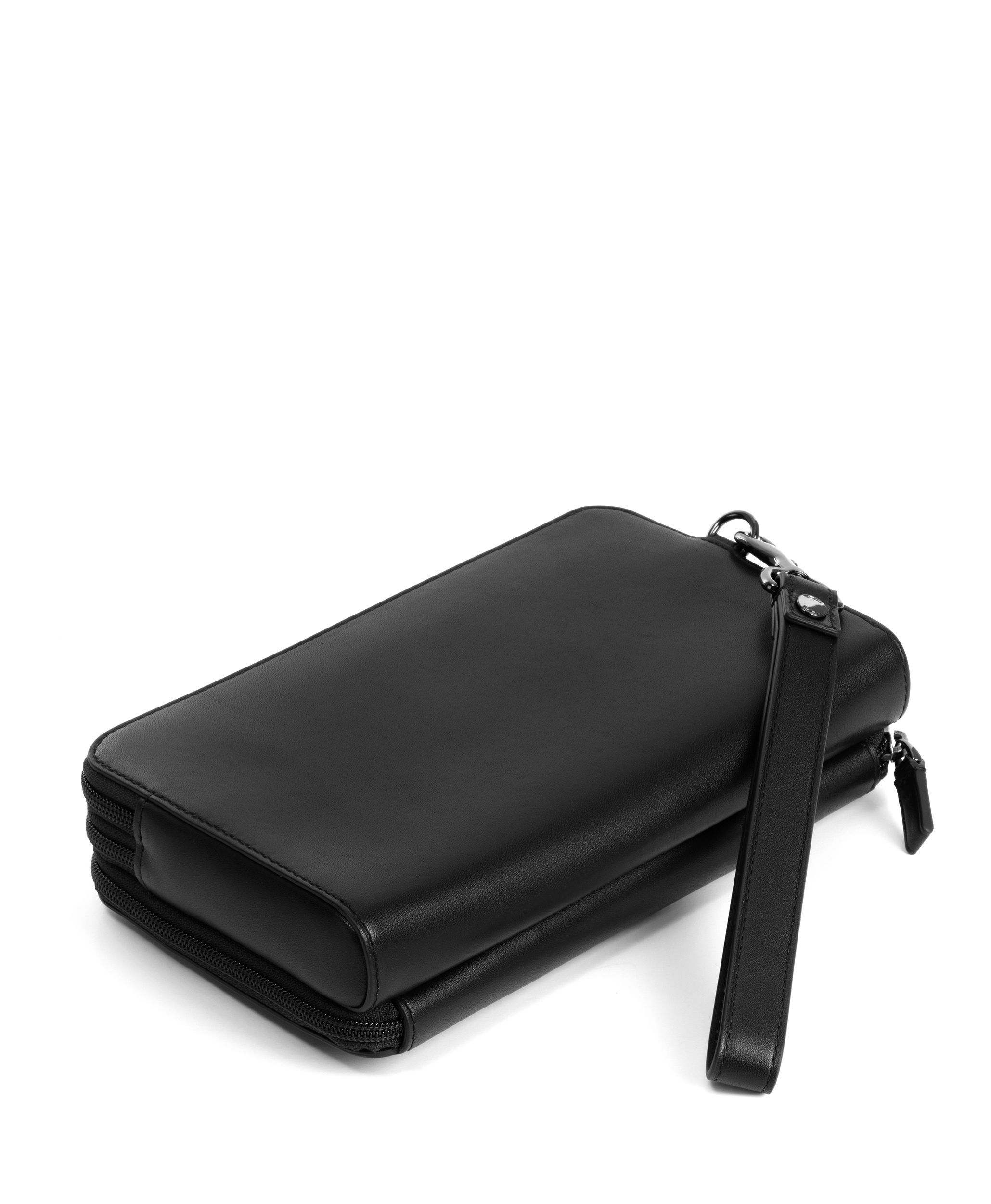 Tumi double zip clutch top