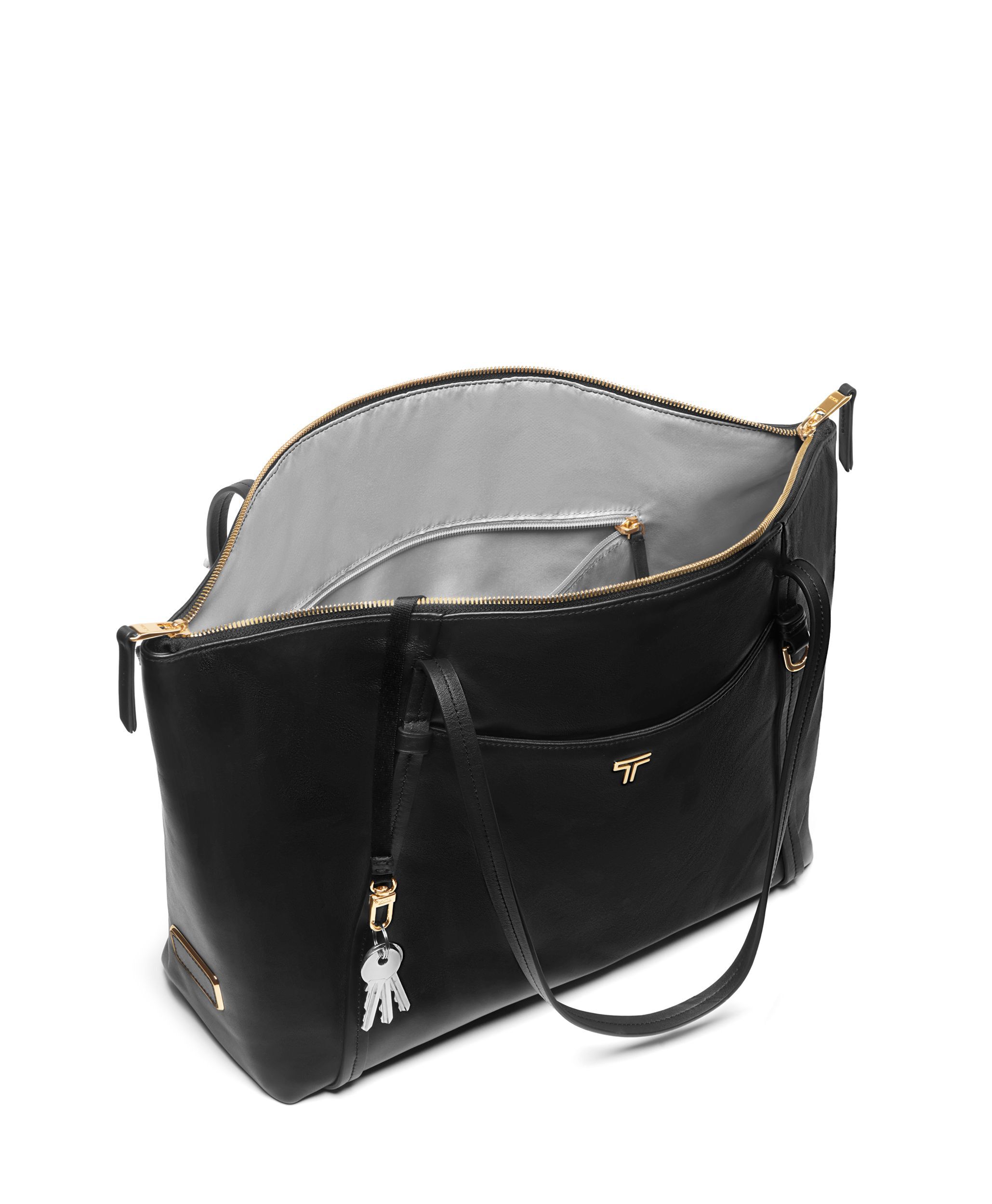 Leather Q Tote in Black/Light Gold | Voyageur | TUMI Singapore