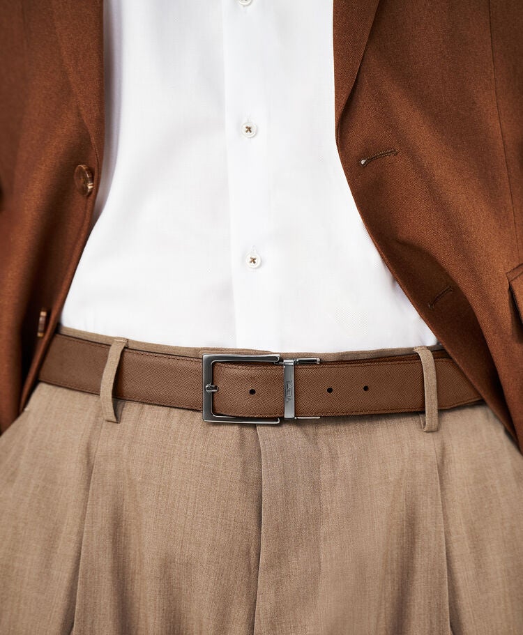 TUMI BELTS Rectangle Reversible Saffiano Leather Belt 35mm OS44  hi-res | TUMI