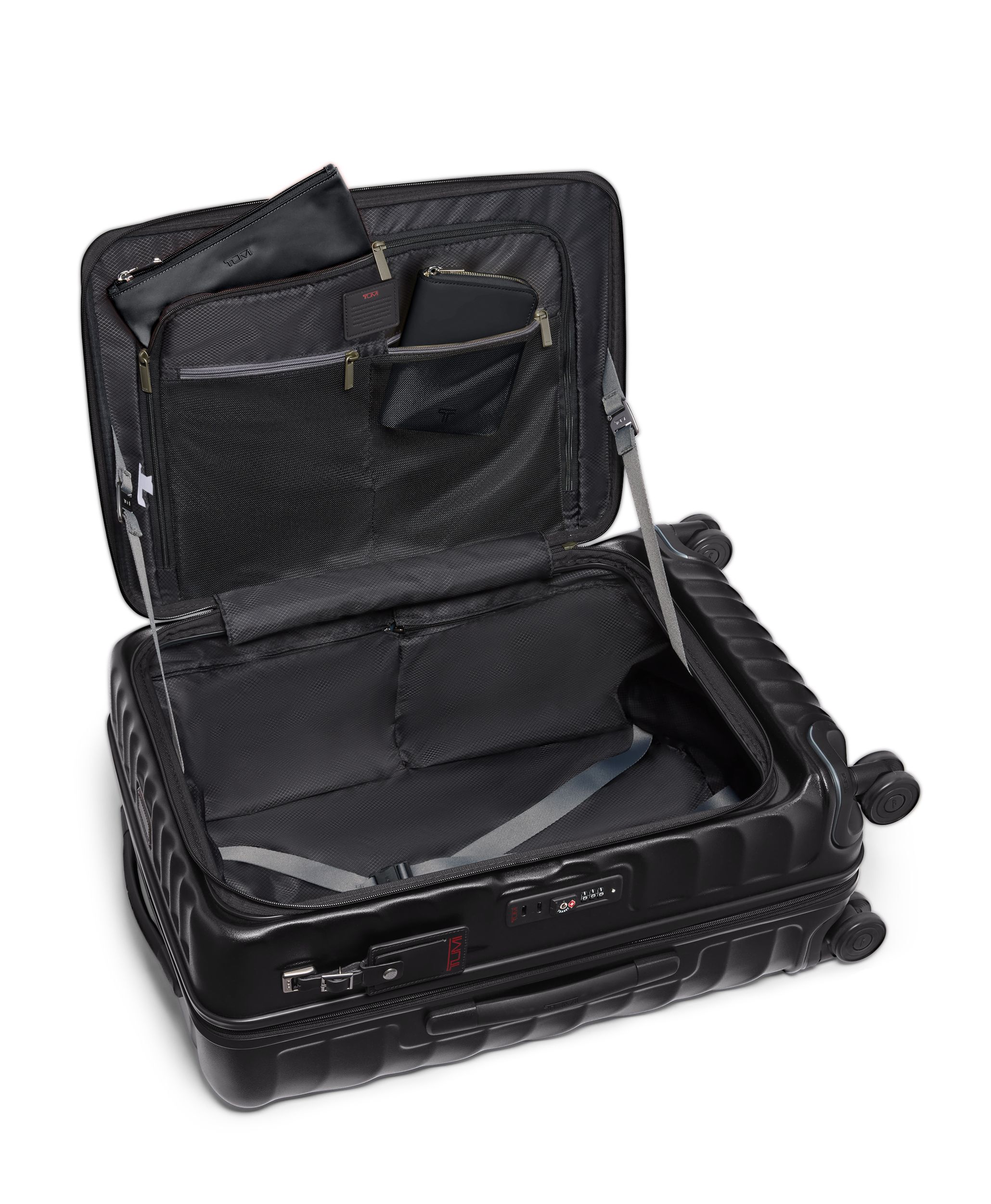 Medium Front Access Expandable Checked in Black Texture | 19